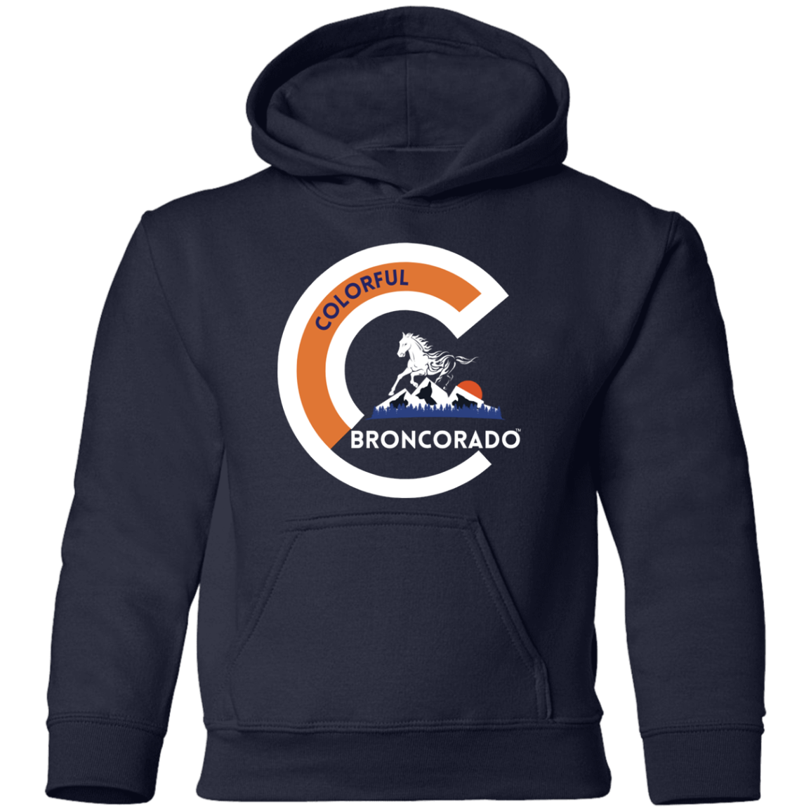 Youth Colorful Broncorado™ Denver Bronco Fan Gear Pullover Hoodie