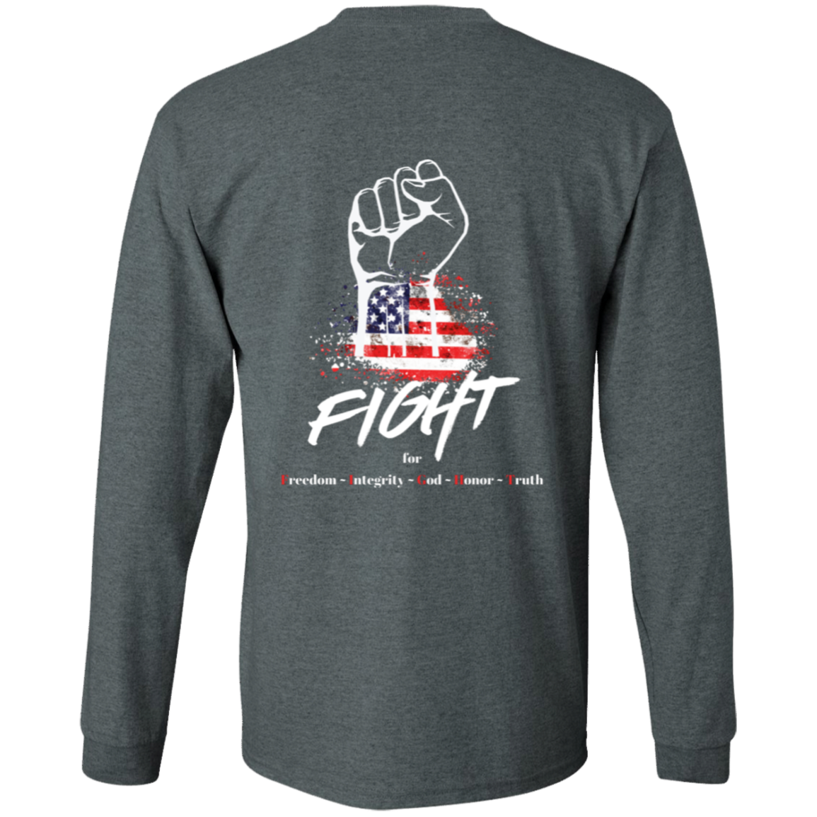 USA Fight Long Sleeve Tee Heather Grey