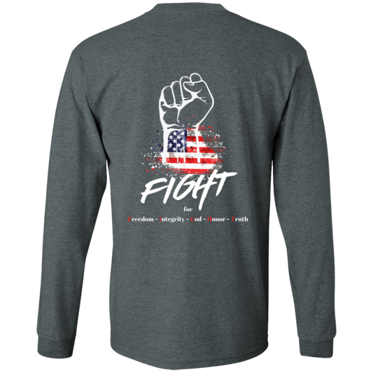 USA Fight Long Sleeve Tee Heather Grey